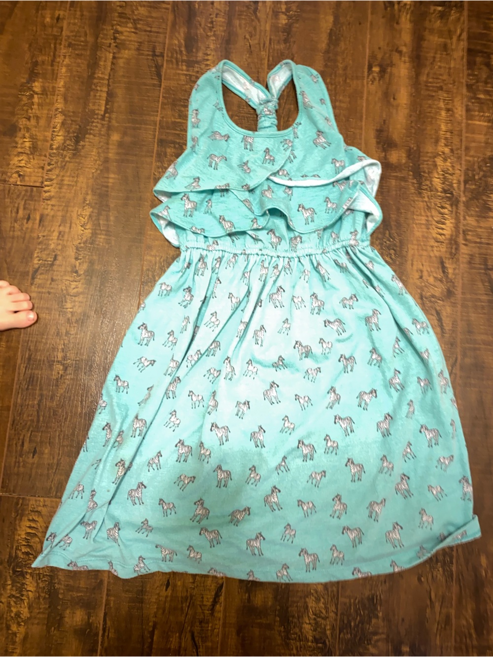 RMLA Girls Turquoise Zebra Print Ruffle Halter Dress Size 10